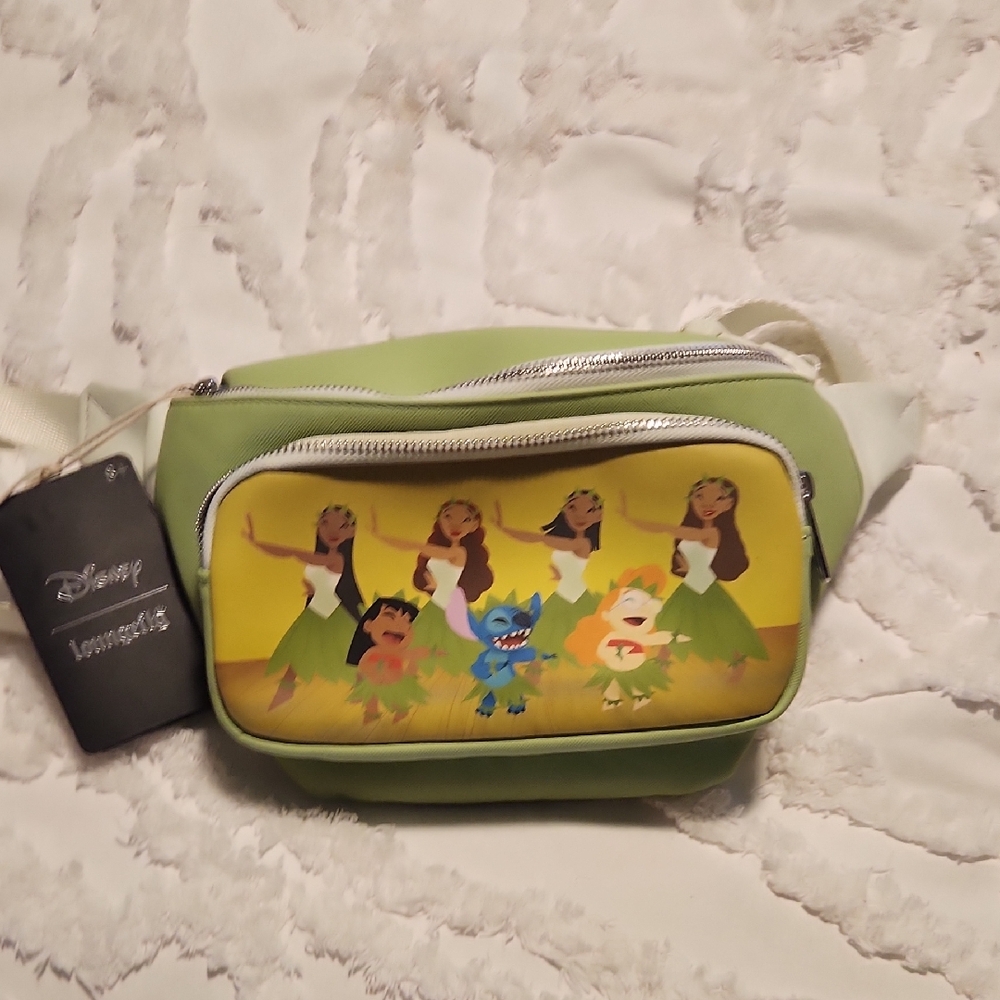 Disney Loungefly Green and Yellow Lilo & Stitch Waist Bag
